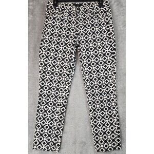 J.Crew Jeans Womens 28 Black White Geometric Diamond Print Stretch Cropped